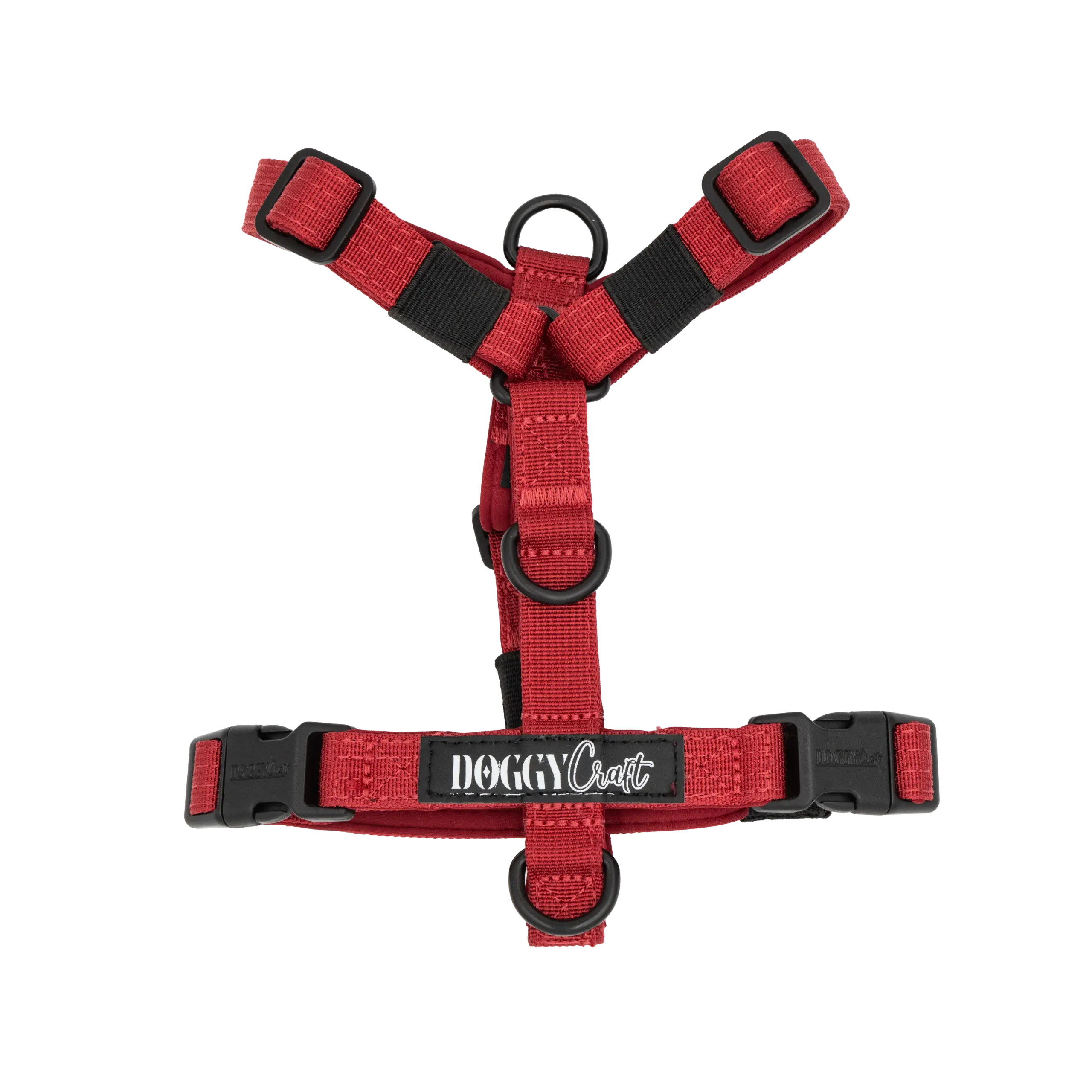 Arnés Velvet Mini de DoggyCraft para perros pequeños, rojo burdeos liso con herrajes negros, tallas XXS y XS
