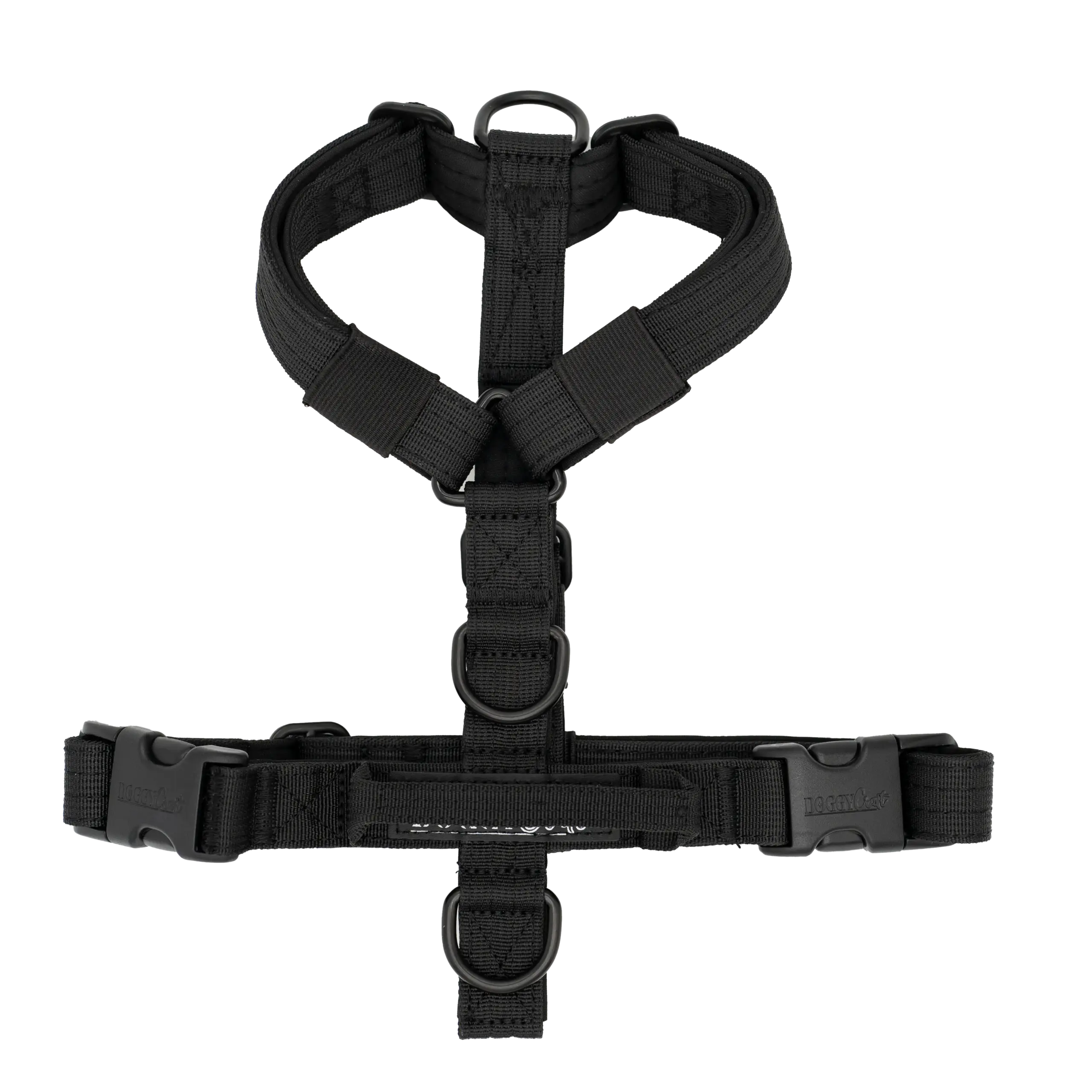 Arnés Carbon Mini de DoggyCraft para perros pequeños, negro total con herrajes negros, tallas XXS y XS