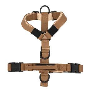 Arnés Terra Mini de DoggyCraft para perros pequeños, marrón arena liso con herrajes negros, tallas XXS y XS