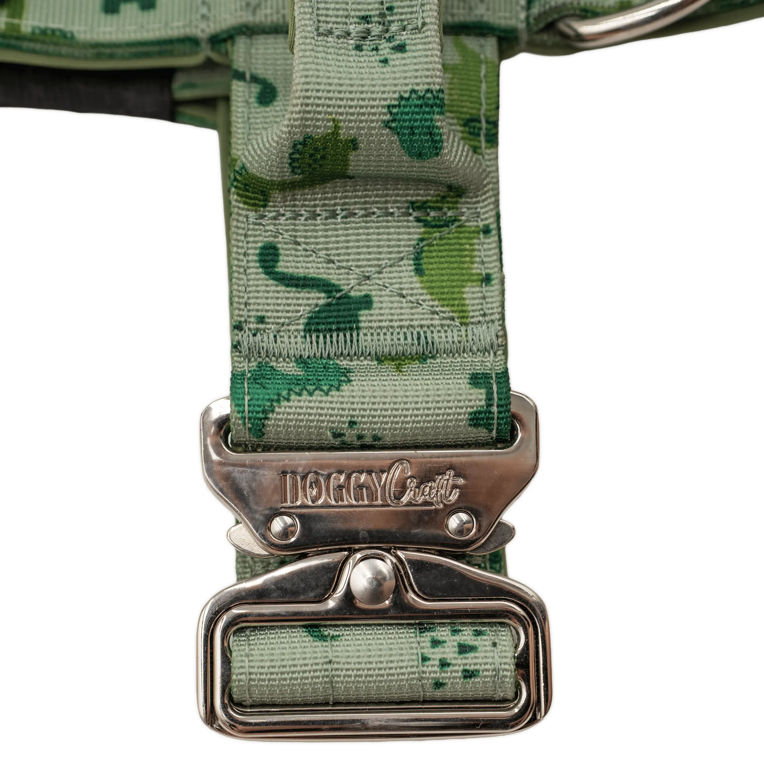Detalle del arnés táctico Jurassic de DoggyCraft