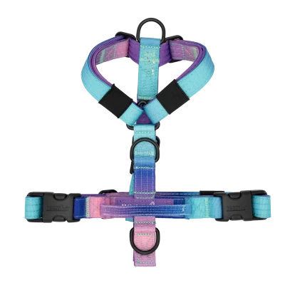 Arnés Universe Mini de DoggyCraft para perros pequeños, degradado de turquesa a lila y rosa, tallas XXS y XS